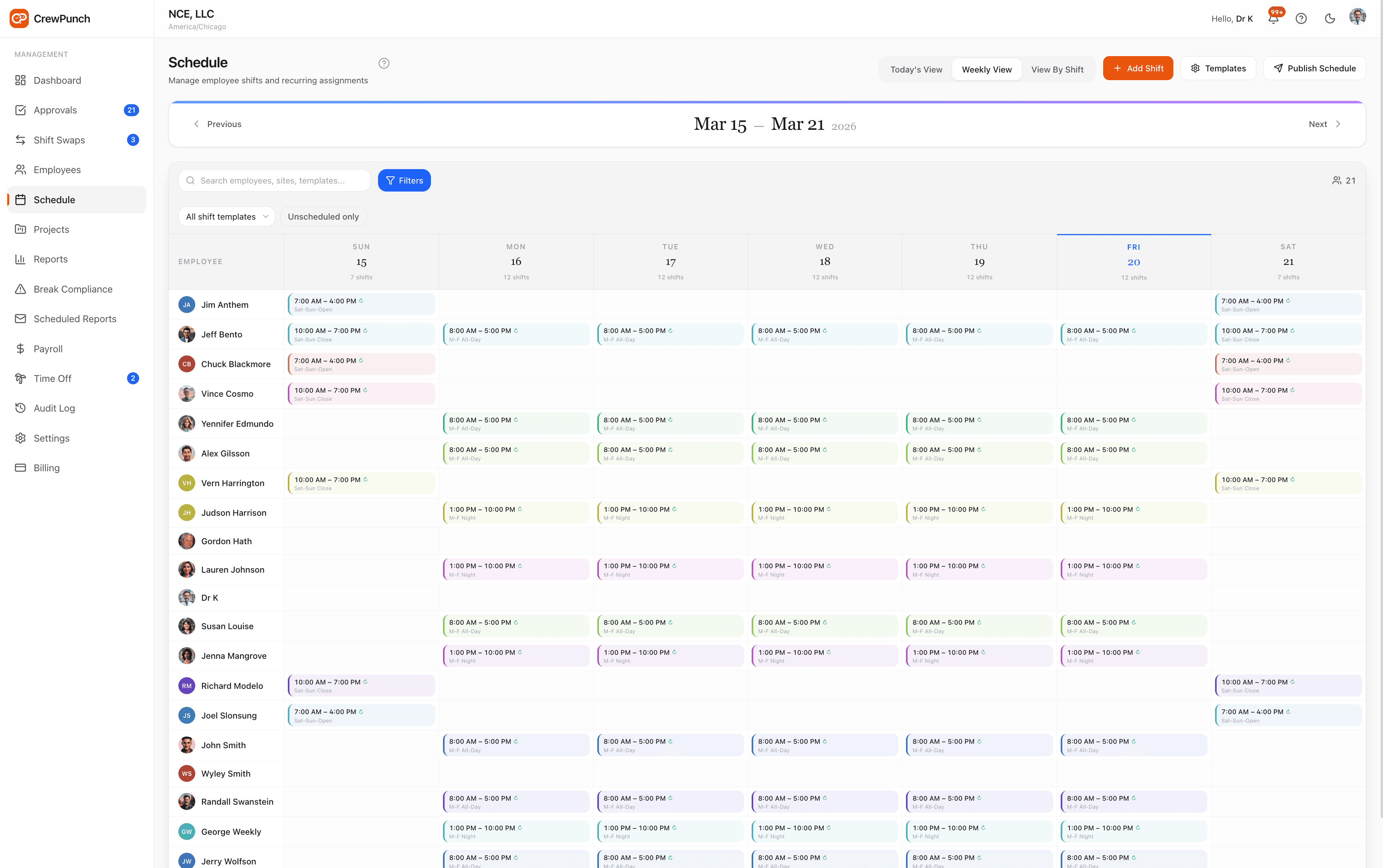 Shift Scheduling — CrewPunch screenshot
