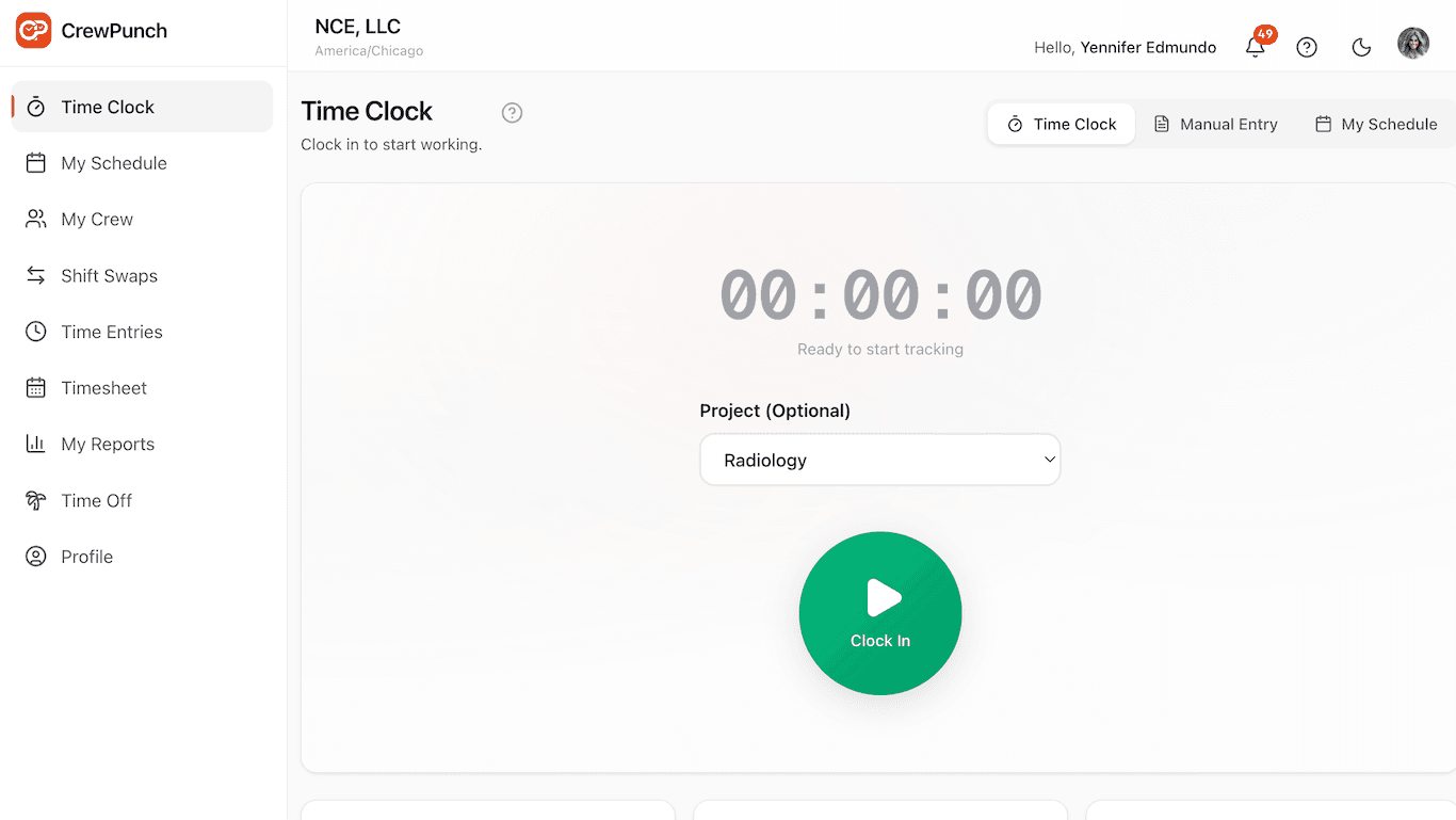 Healthcare team using CrewPunch time tracking app